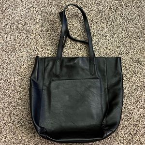 Joy Susan Black Leather Tote Bag